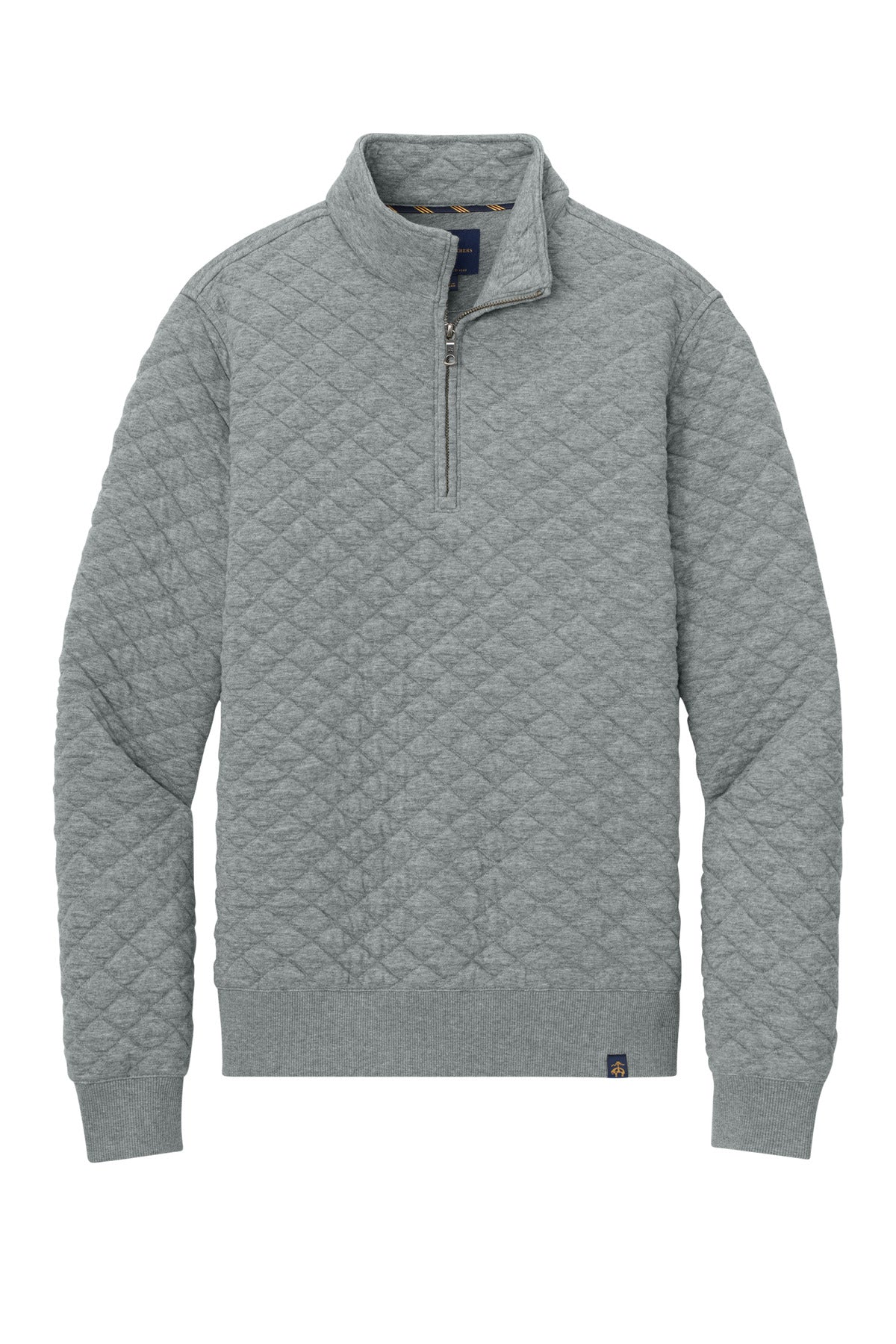 Brooks Brothers Diamond Quilt 1/4-Zip - Light Shadow Grey Heather