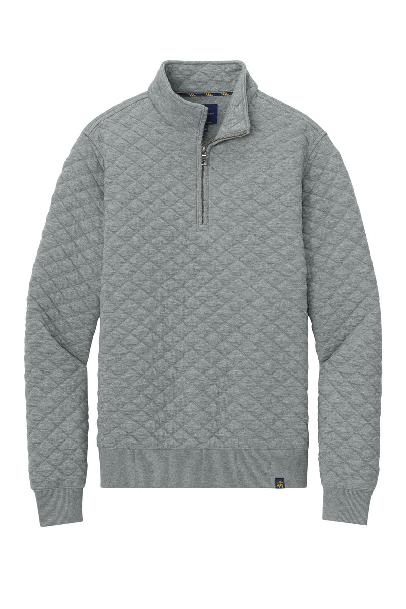 Brooks Brothers Diamond Quilt 1/4-Zip - Light Shadow Grey Heather