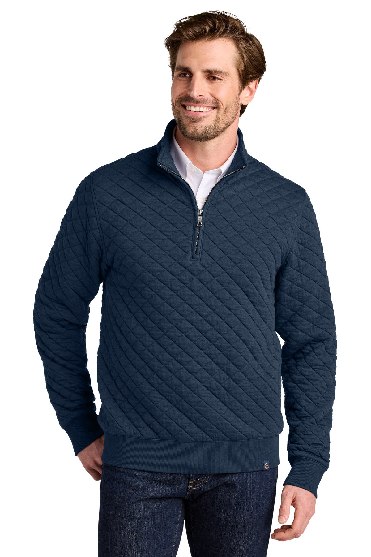 Brooks Brothers Diamond Quilt 1/4-Zip - Navy Blazer