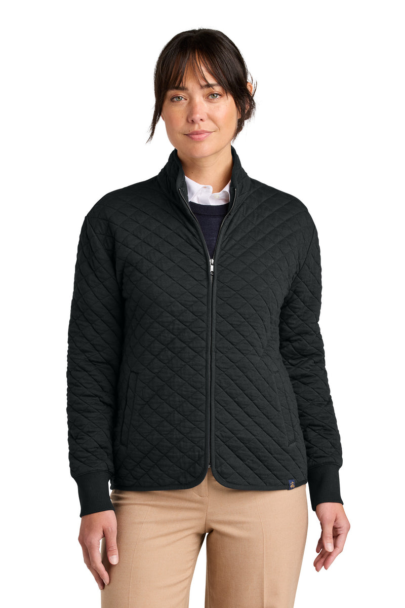 Brooks Brothers Women's Diamond Quilt Full-Zip - Deep Black