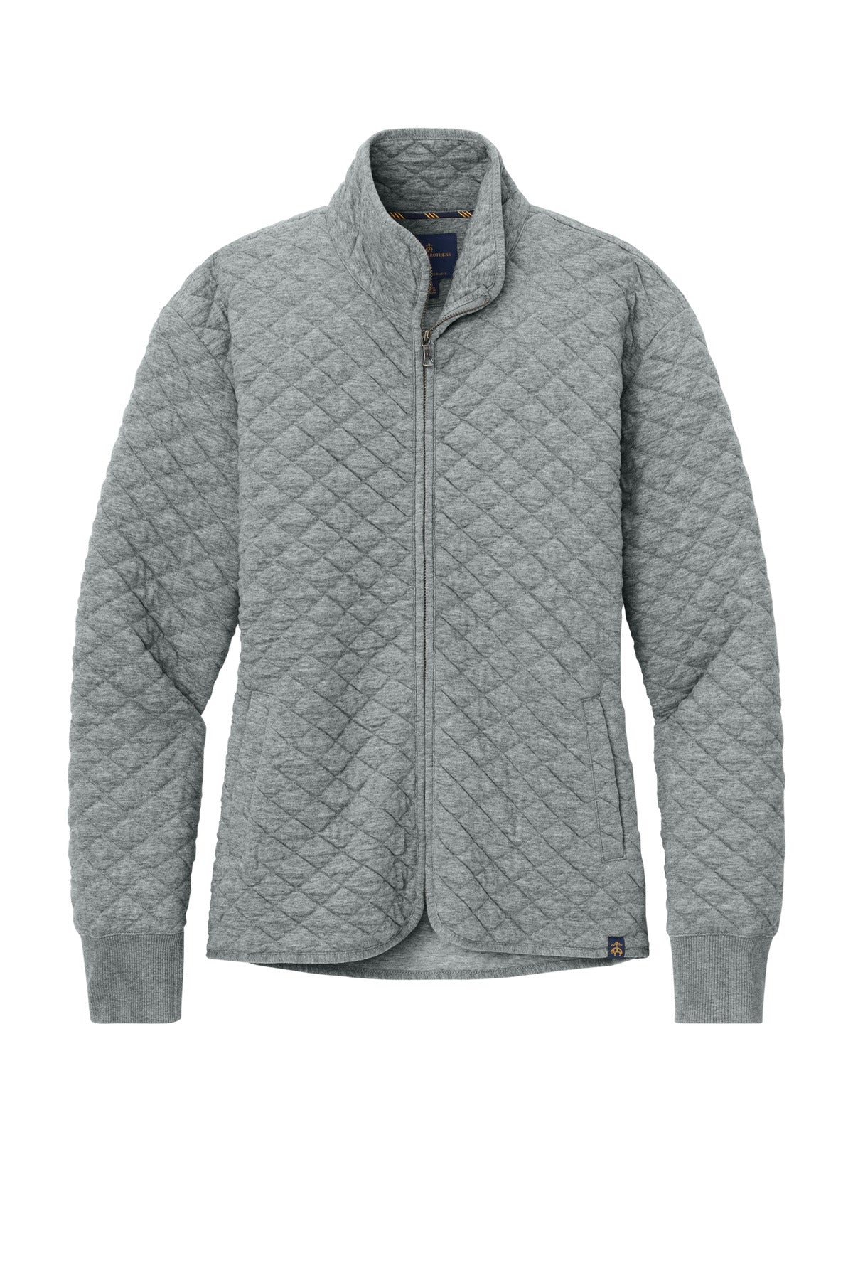 Brooks Brothers Women's Diamond Quilt Full-Zip - Light Shadow Grey Heather