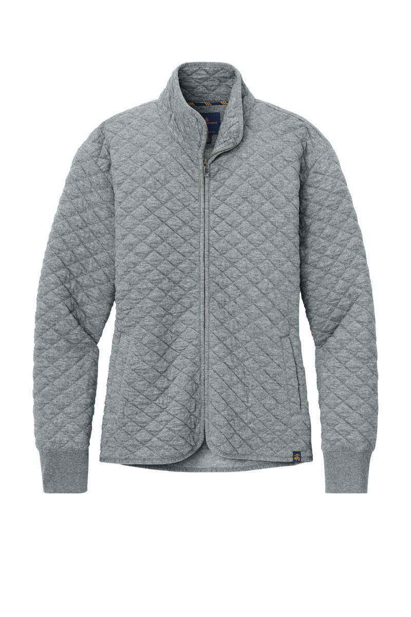 Brooks Brothers Women's Diamond Quilt Full-Zip - Light Shadow Grey Heather