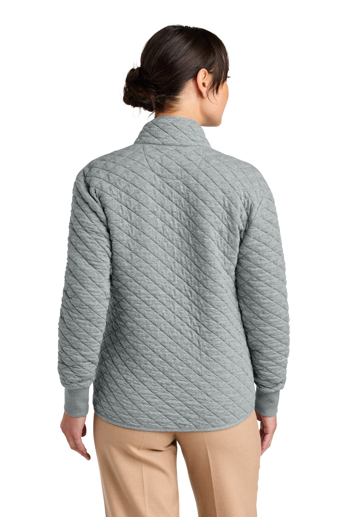 Brooks Brothers Women's Diamond Quilt Full-Zip - Light Shadow Grey Heather