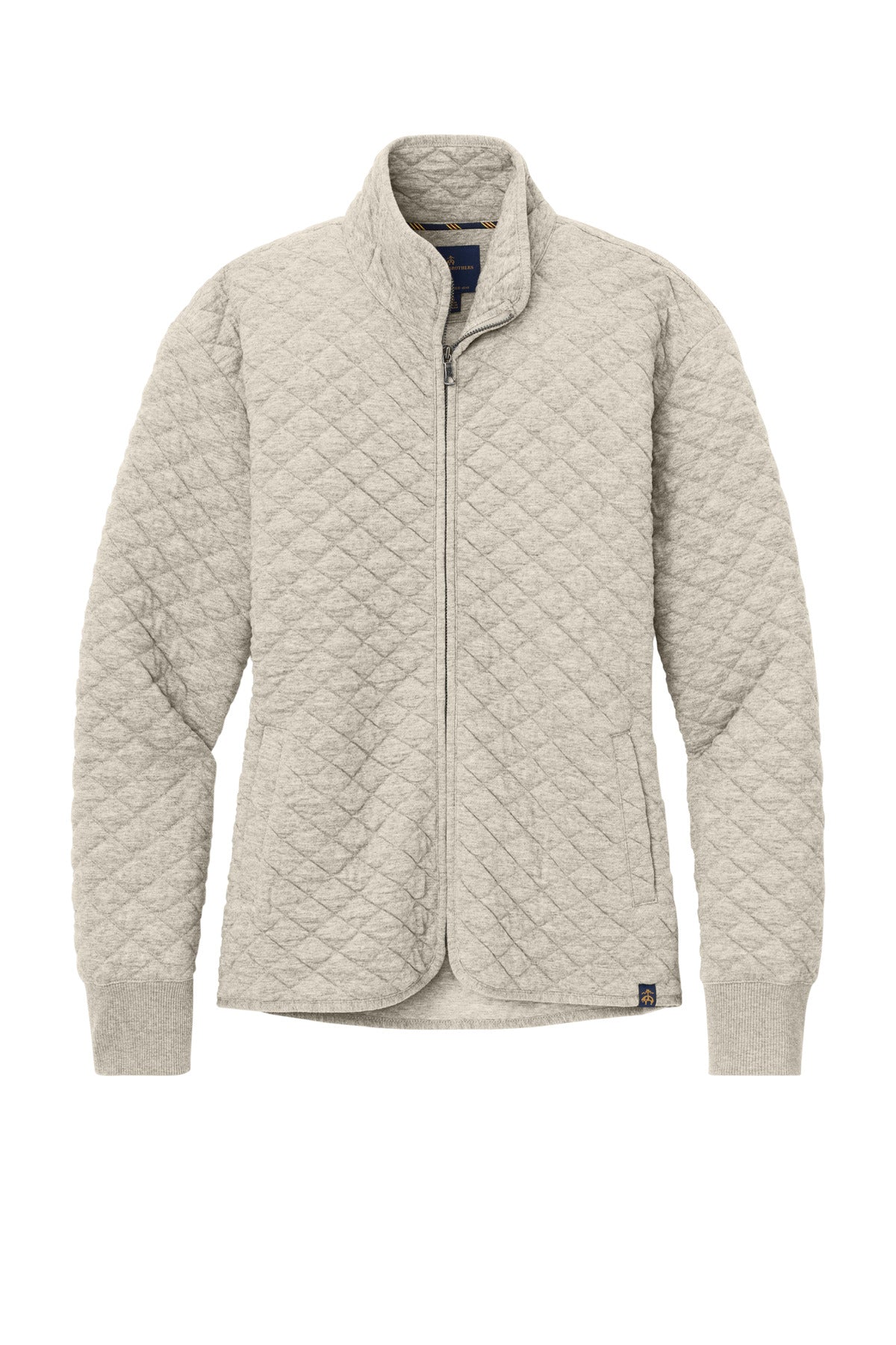 Brooks Brothers Women's Diamond Quilt Full-Zip - Oatmeal Heather