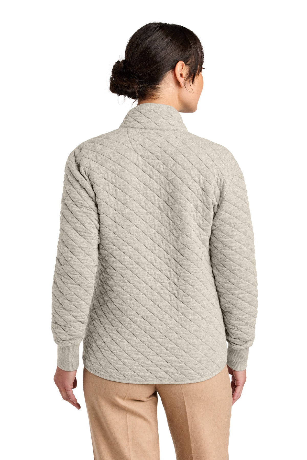Brooks Brothers Women's Diamond Quilt Full-Zip - Oatmeal Heather