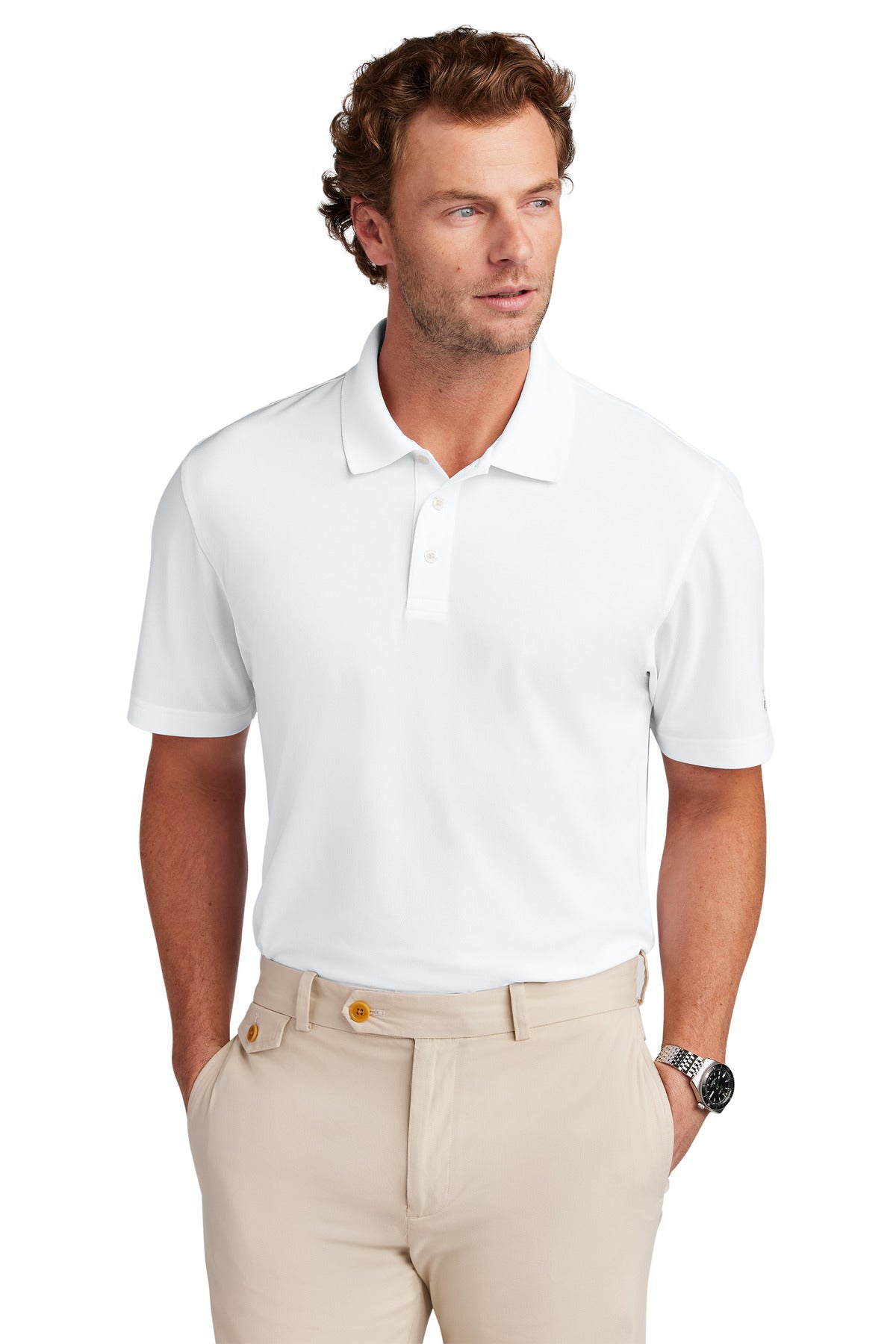 Brooks Brothers Mesh Pique Performance Polo - White