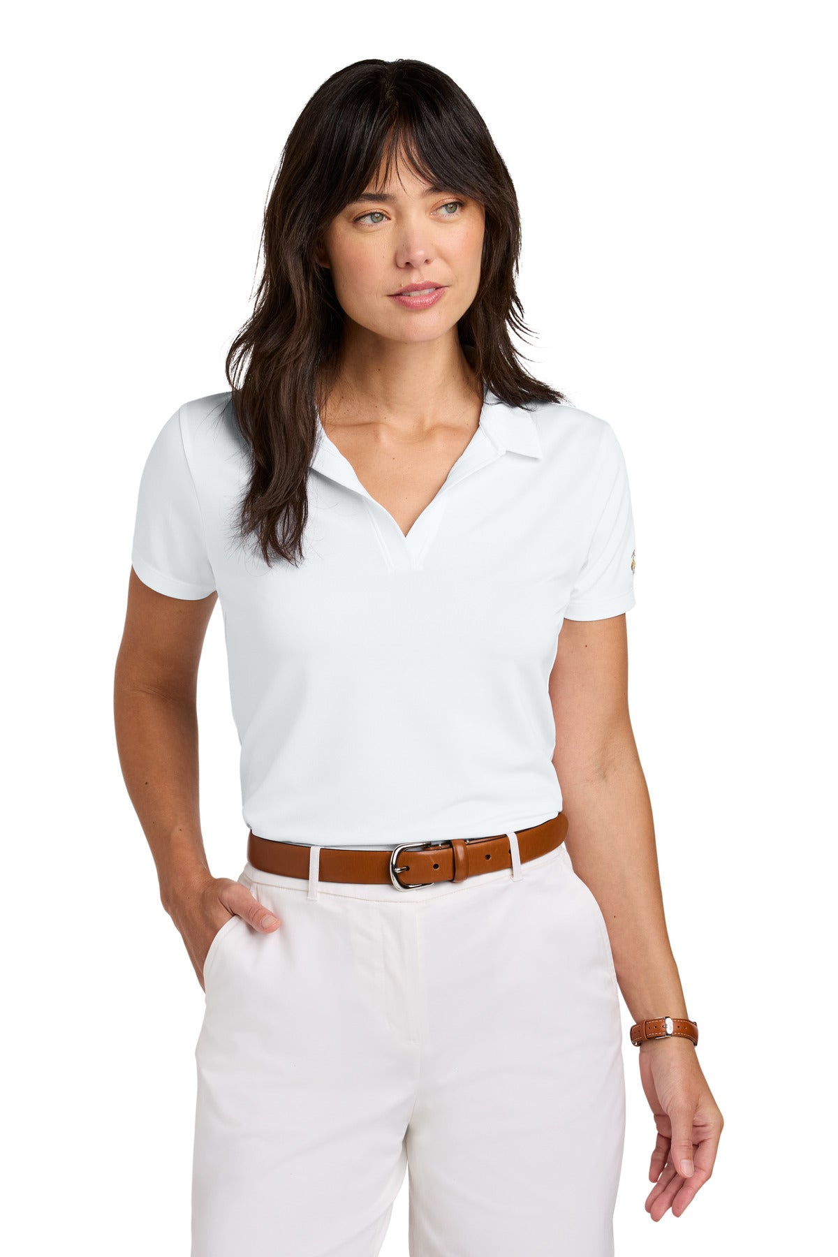 Brooks Brothers Women's Mesh Pique Performance Polo - White
