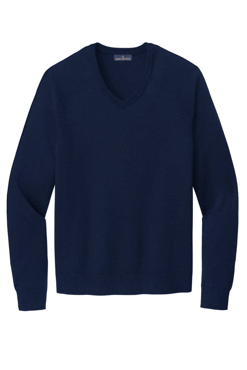 Brooks Brothers Cotton Stretch V-Neck Sweater - Navy Blazer