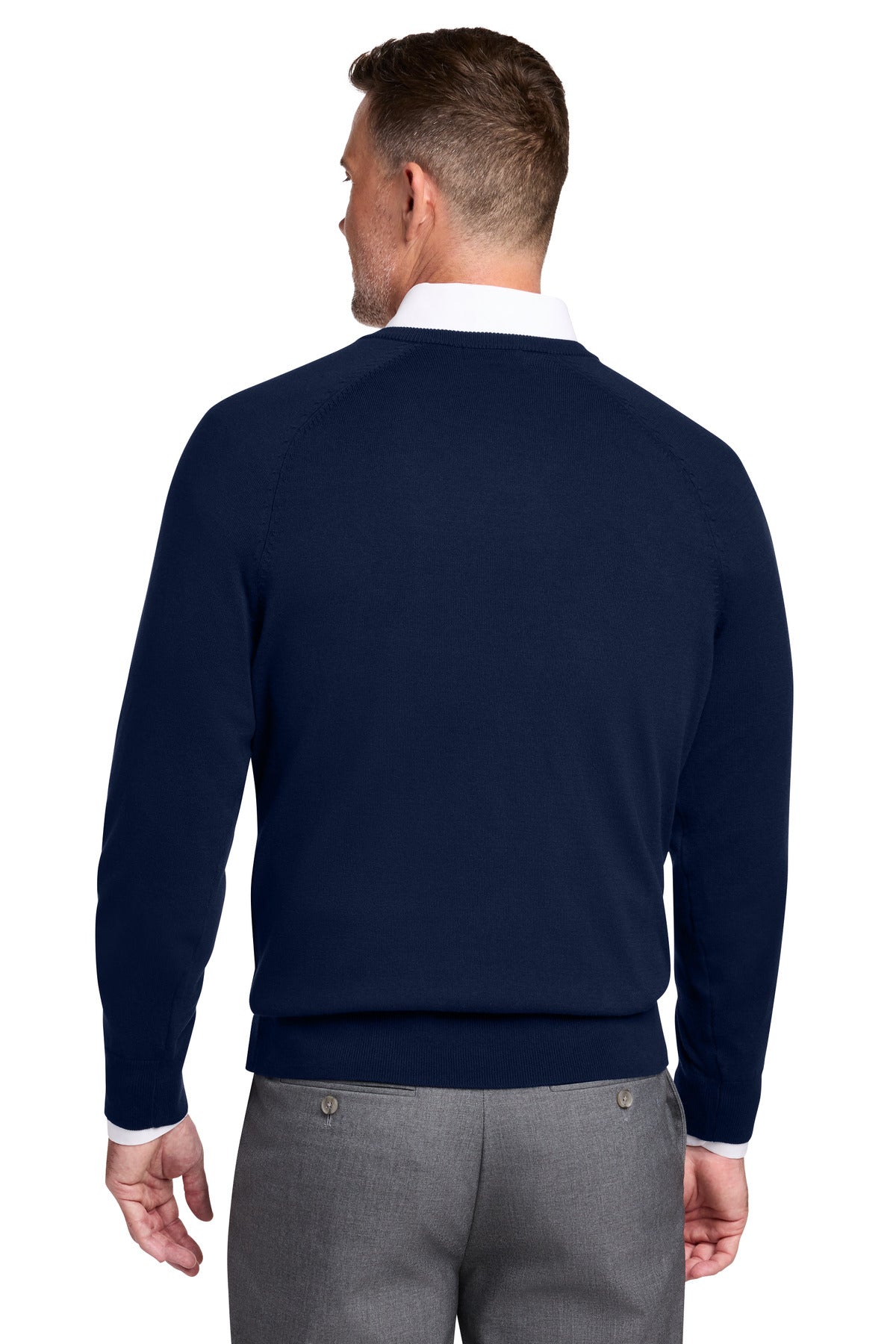 Brooks Brothers Cotton Stretch V-Neck Sweater - Navy Blazer