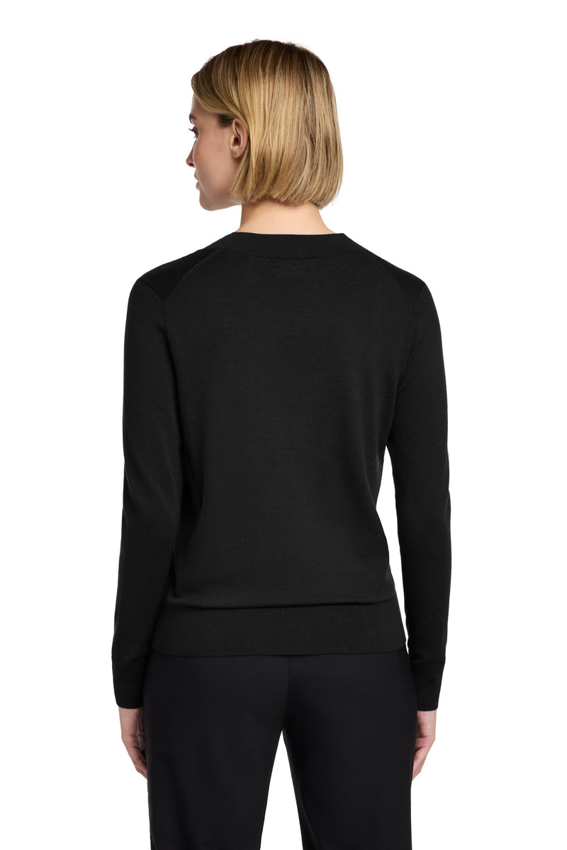 Brooks Brothers Women's Cotton Stretch V-Neck Sweater - Deep Black