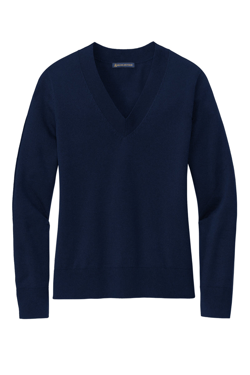 Brooks Brothers Women's Cotton Stretch V-Neck Sweater - Navy Blazer