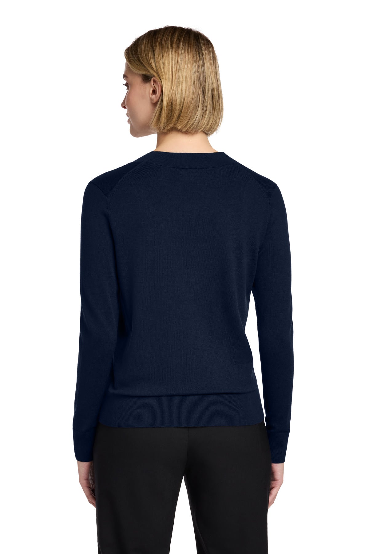 Brooks Brothers Women's Cotton Stretch V-Neck Sweater - Navy Blazer