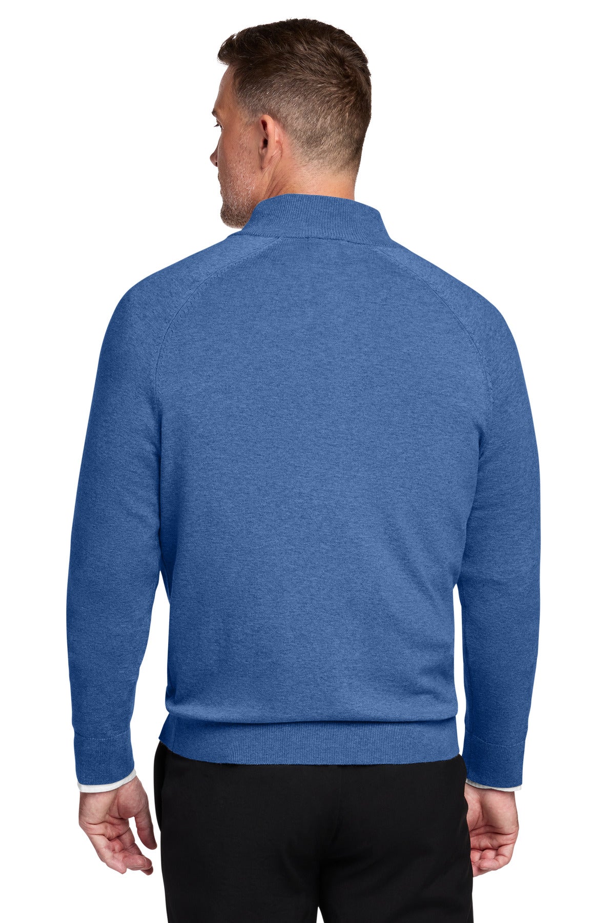 Brooks Brothers Cotton Stretch 1/4-Zip Sweater - Charter Blue Heather