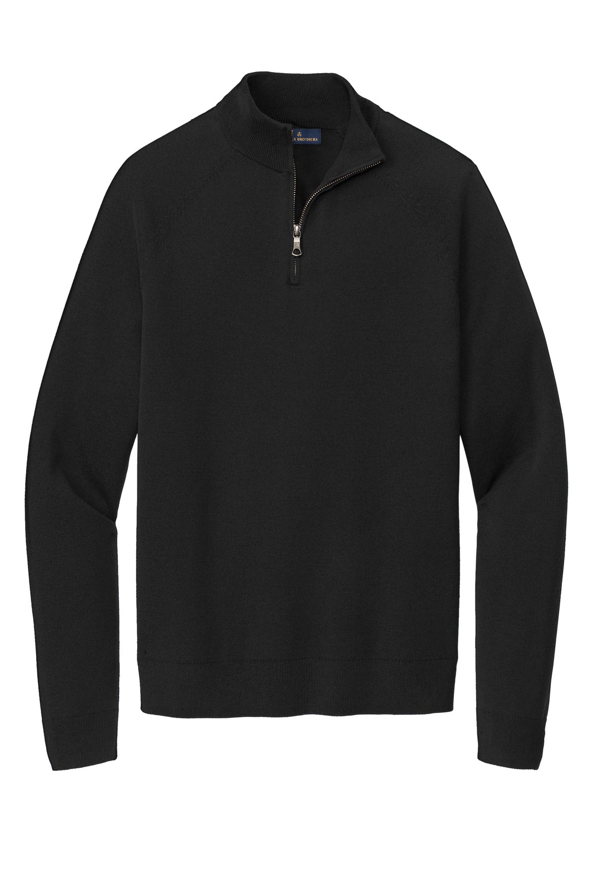 Brooks Brothers Cotton Stretch 1/4-Zip Sweater - Deep Black