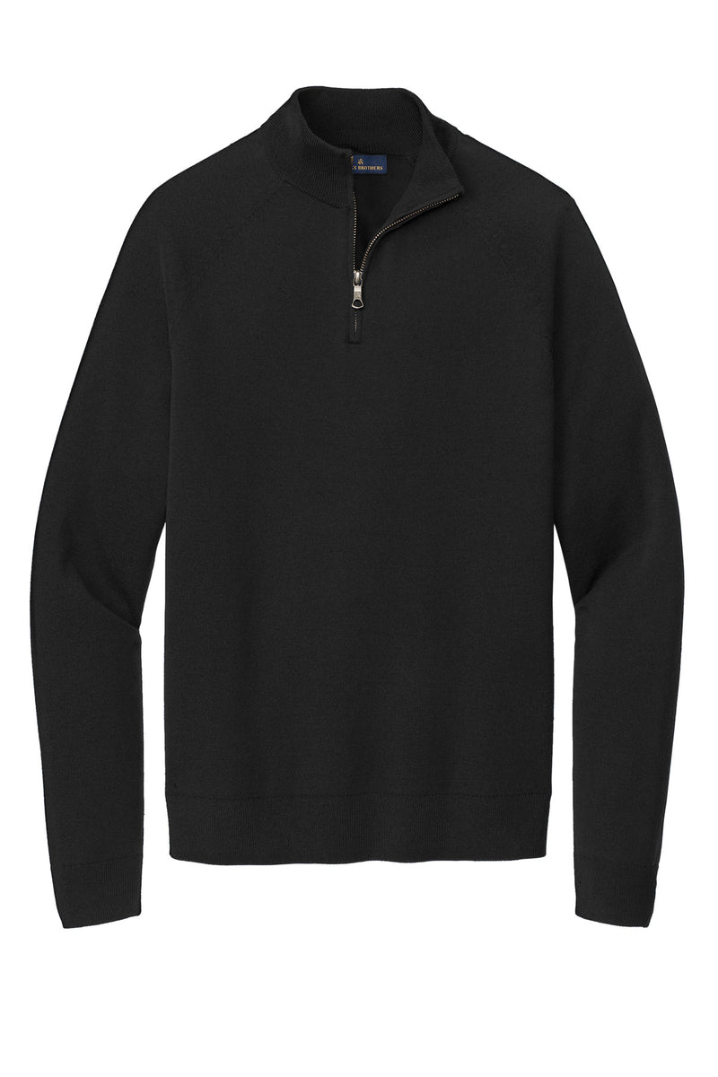 Brooks Brothers Cotton Stretch 1/4-Zip Sweater - Deep Black