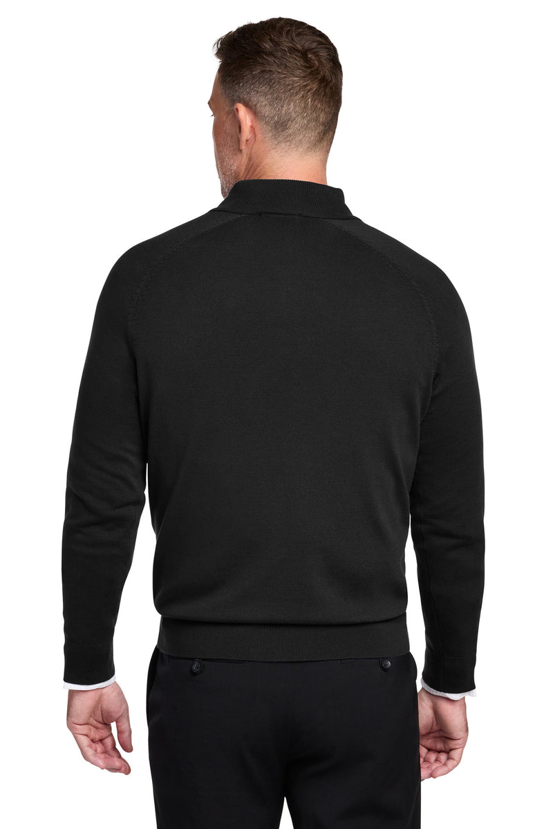 Brooks Brothers Cotton Stretch 1/4-Zip Sweater - Deep Black