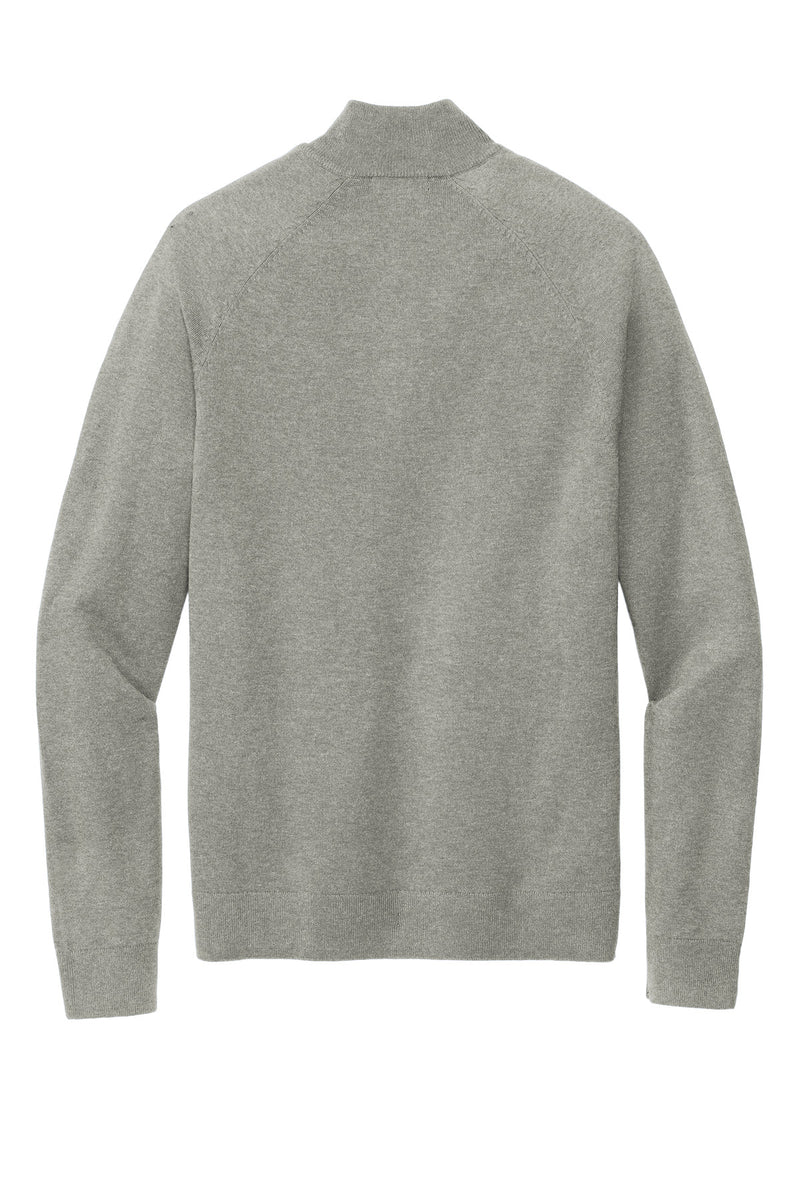 Brooks Brothers Cotton Stretch 1/4-Zip Sweater - Light Shadow Grey Heather