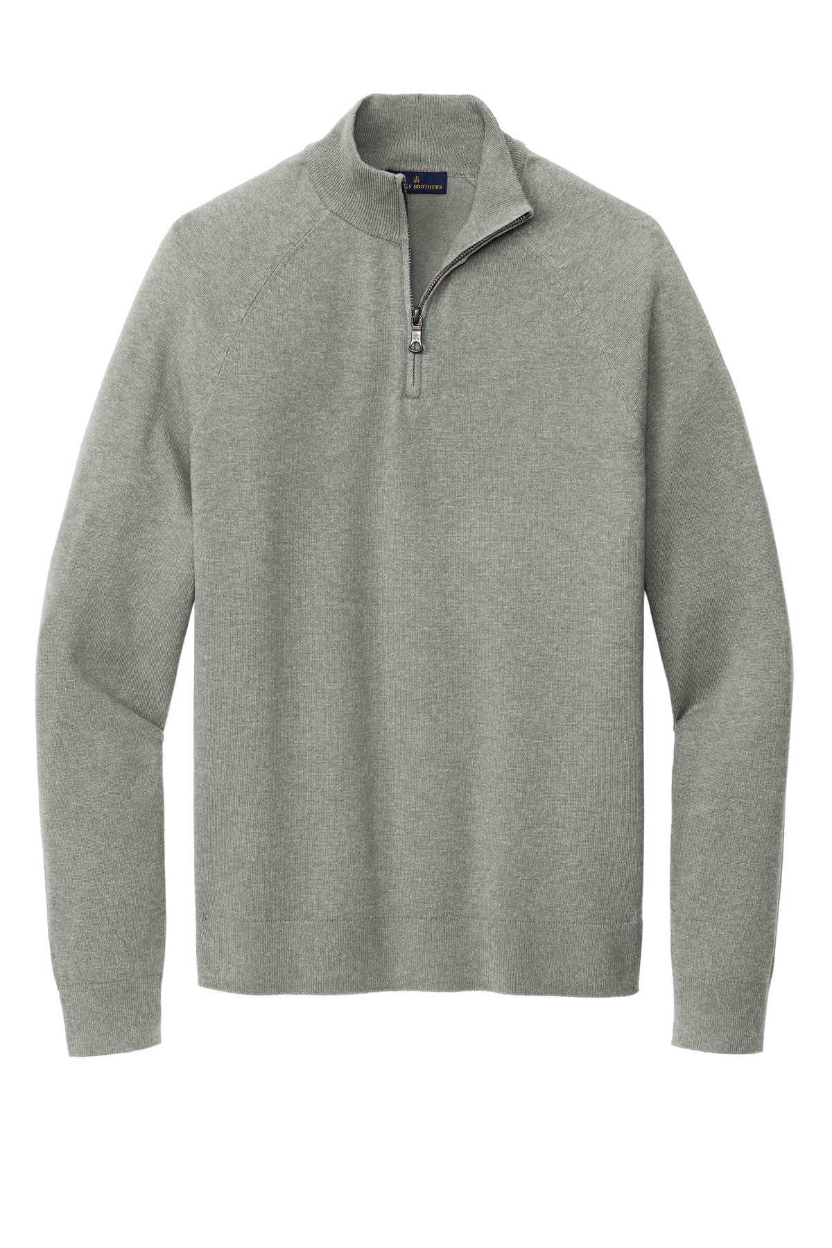 Brooks Brothers Cotton Stretch 1/4-Zip Sweater - Light Shadow Grey Heather