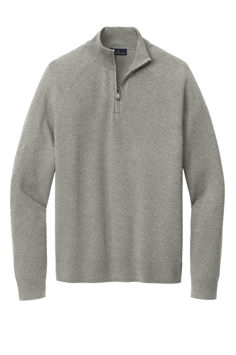 Brooks Brothers Cotton Stretch 1/4-Zip Sweater - Light Shadow Grey Heather