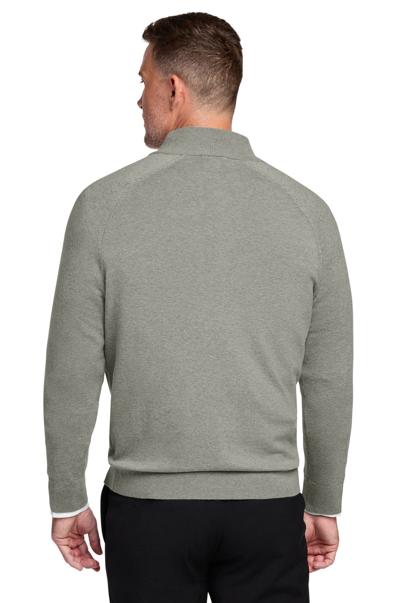 Brooks Brothers Cotton Stretch 1/4-Zip Sweater - Light Shadow Grey Heather