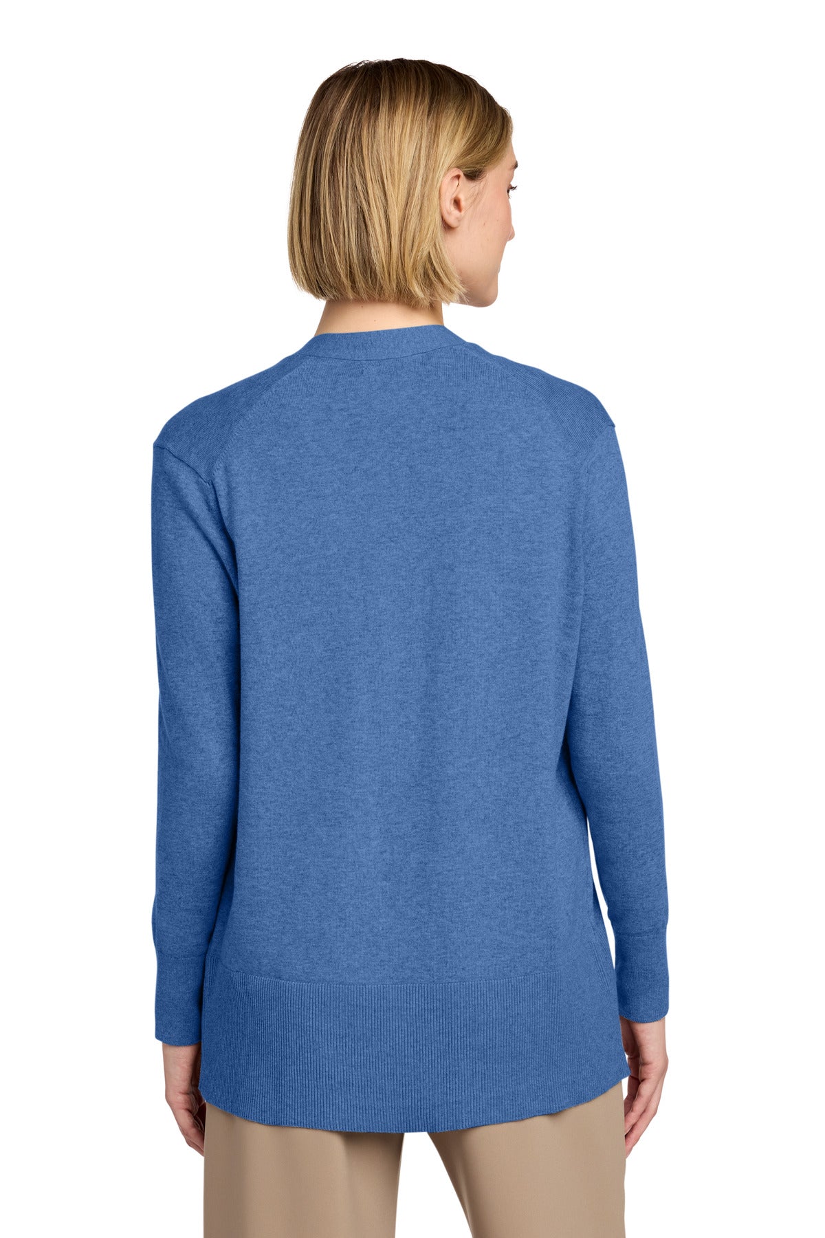 Brooks Brothers Women's Cotton Stretch Long Cardigan Sweater - Charter Blue Heather