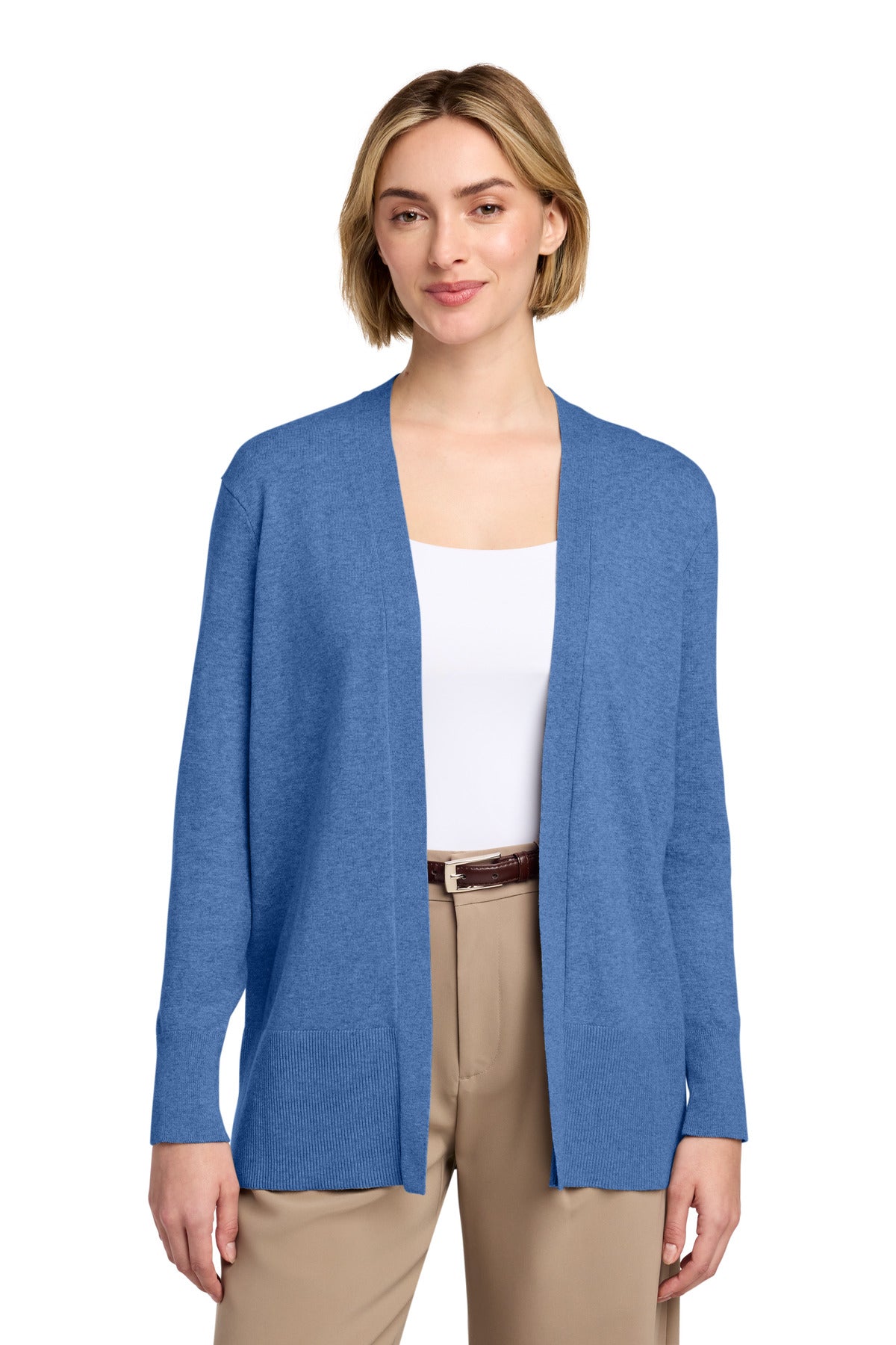Brooks Brothers Women's Cotton Stretch Long Cardigan Sweater - Charter Blue Heather