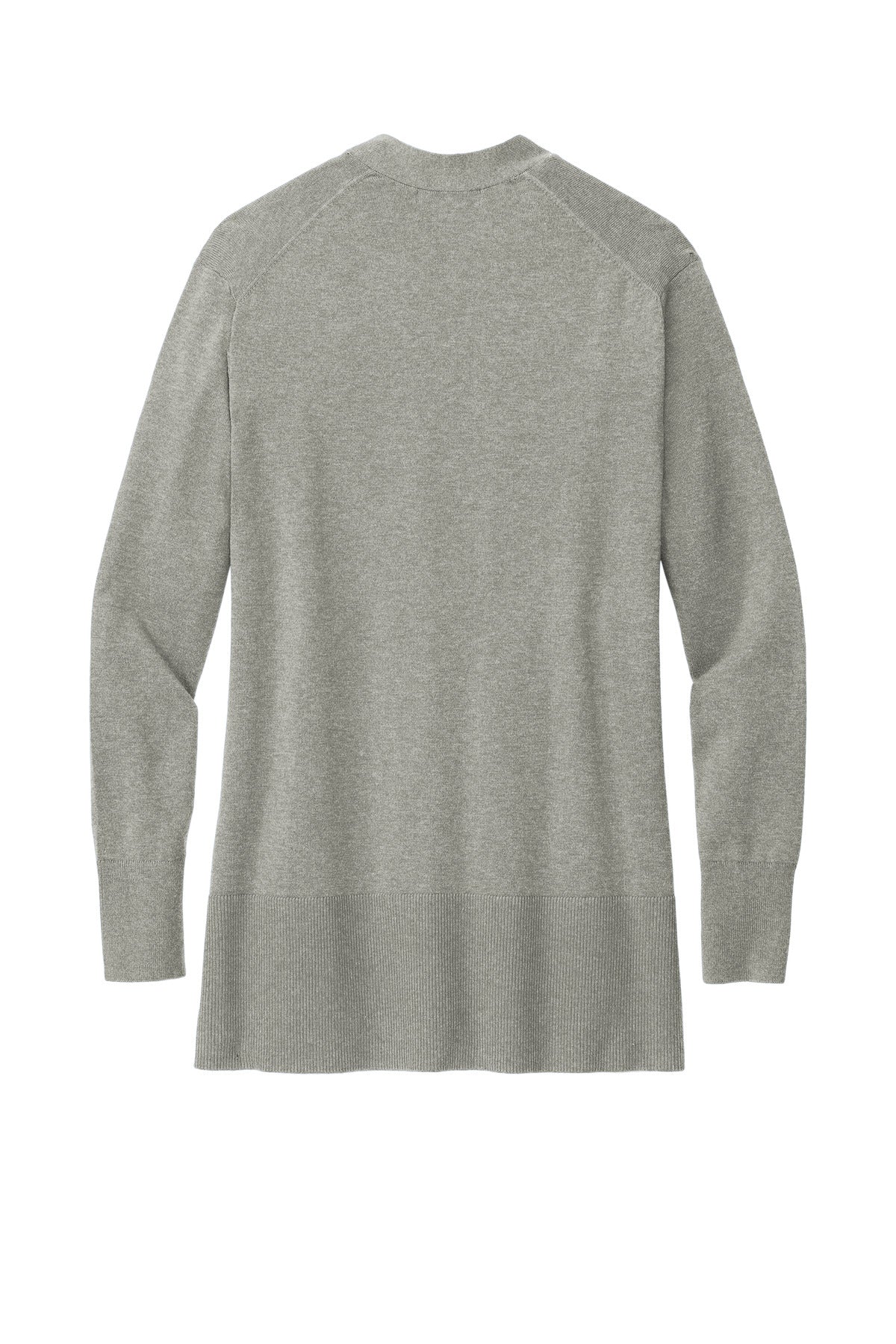 Brooks Brothers Women's Cotton Stretch Long Cardigan Sweater - Light Shadow Grey Heather