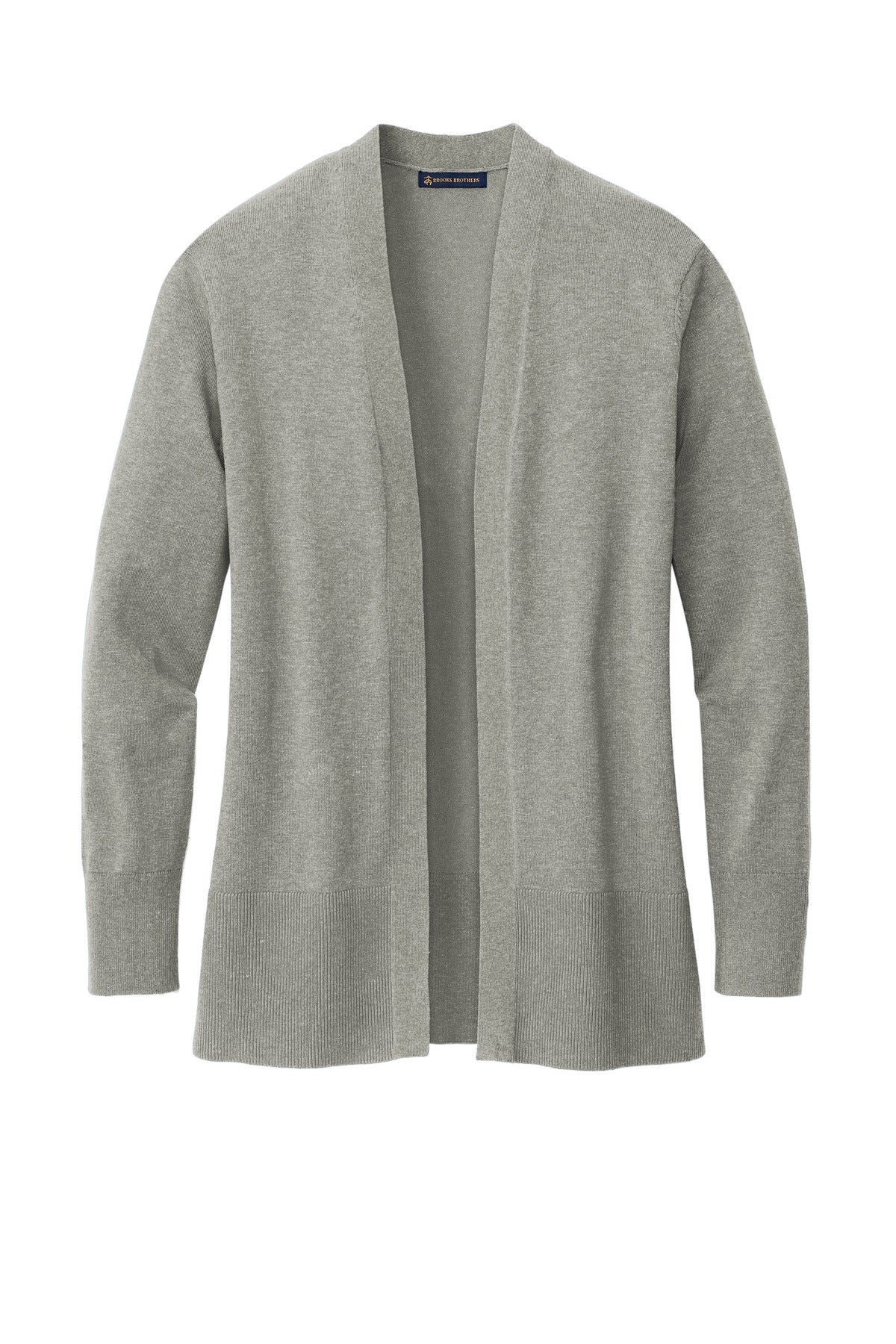 Brooks Brothers Women's Cotton Stretch Long Cardigan Sweater - Light Shadow Grey Heather