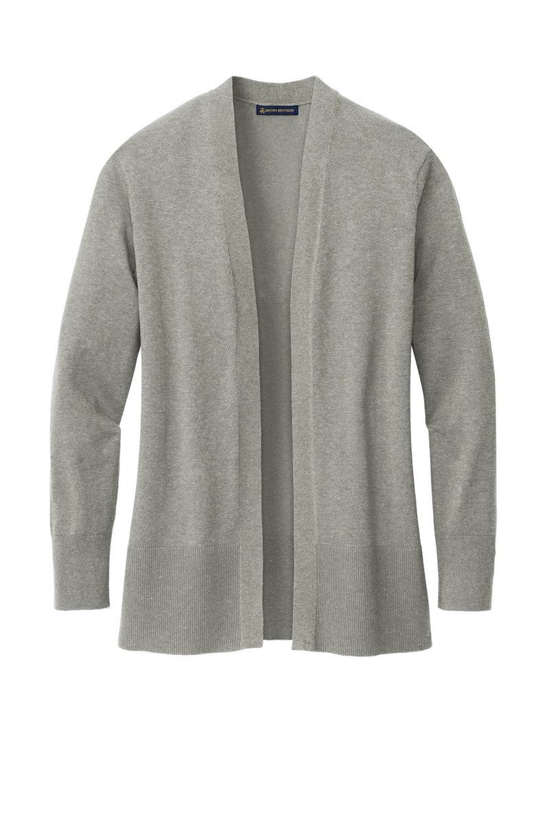 Brooks Brothers Women's Cotton Stretch Long Cardigan Sweater - Light Shadow Grey Heather