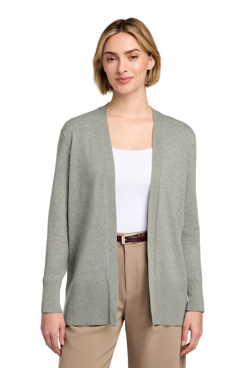 Brooks Brothers Women's Cotton Stretch Long Cardigan Sweater - Light Shadow Grey Heather