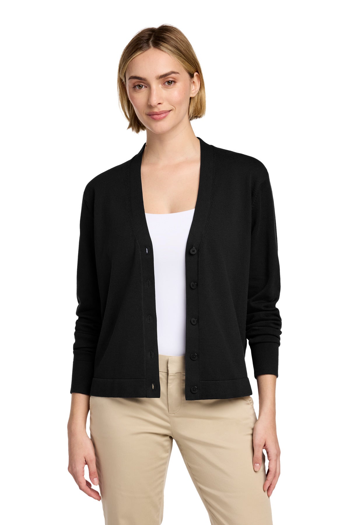 Brooks Brothers Women's Cotton Stretch Cardigan Sweater - Deep Black