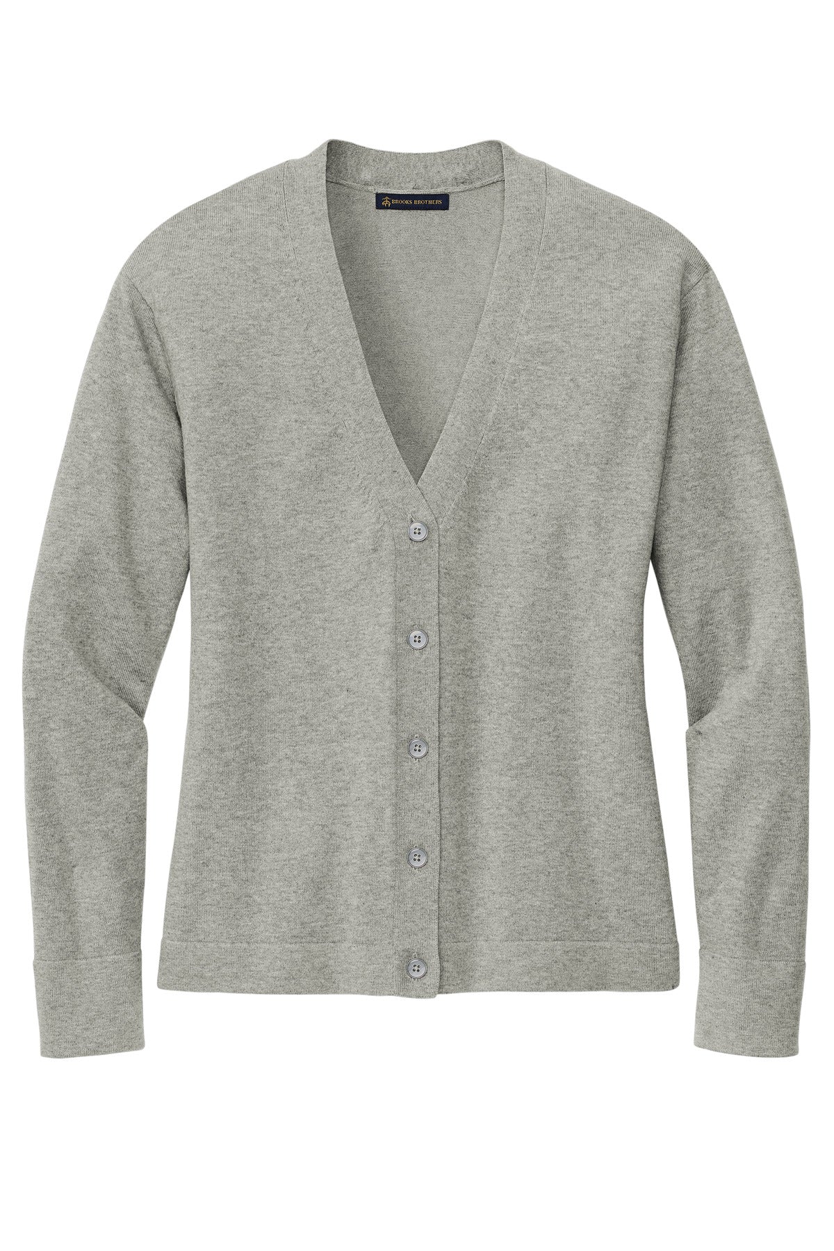 Brooks Brothers Women's Cotton Stretch Cardigan Sweater - Light Shadow Grey Heather