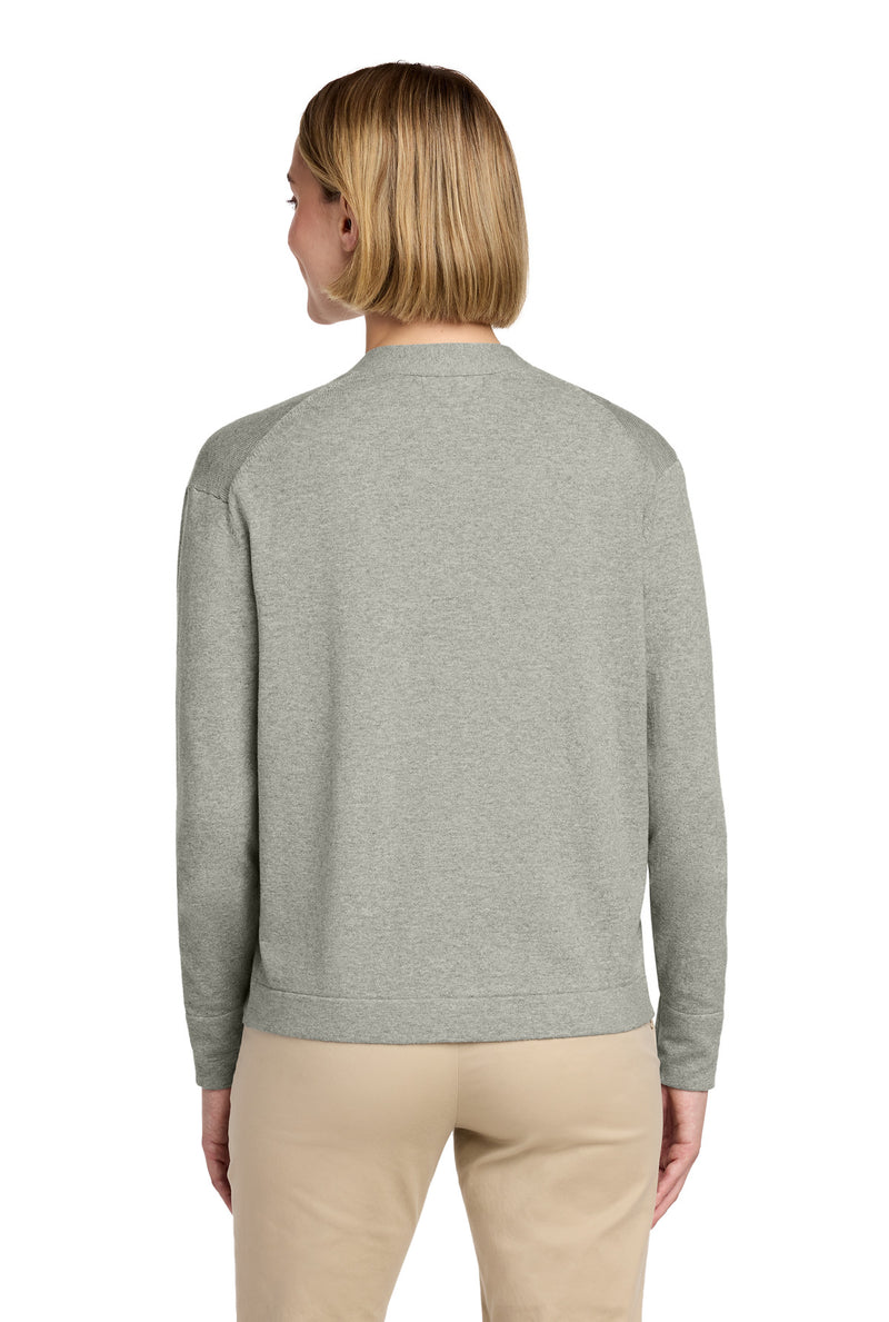 Brooks Brothers Women's Cotton Stretch Cardigan Sweater - Light Shadow Grey Heather