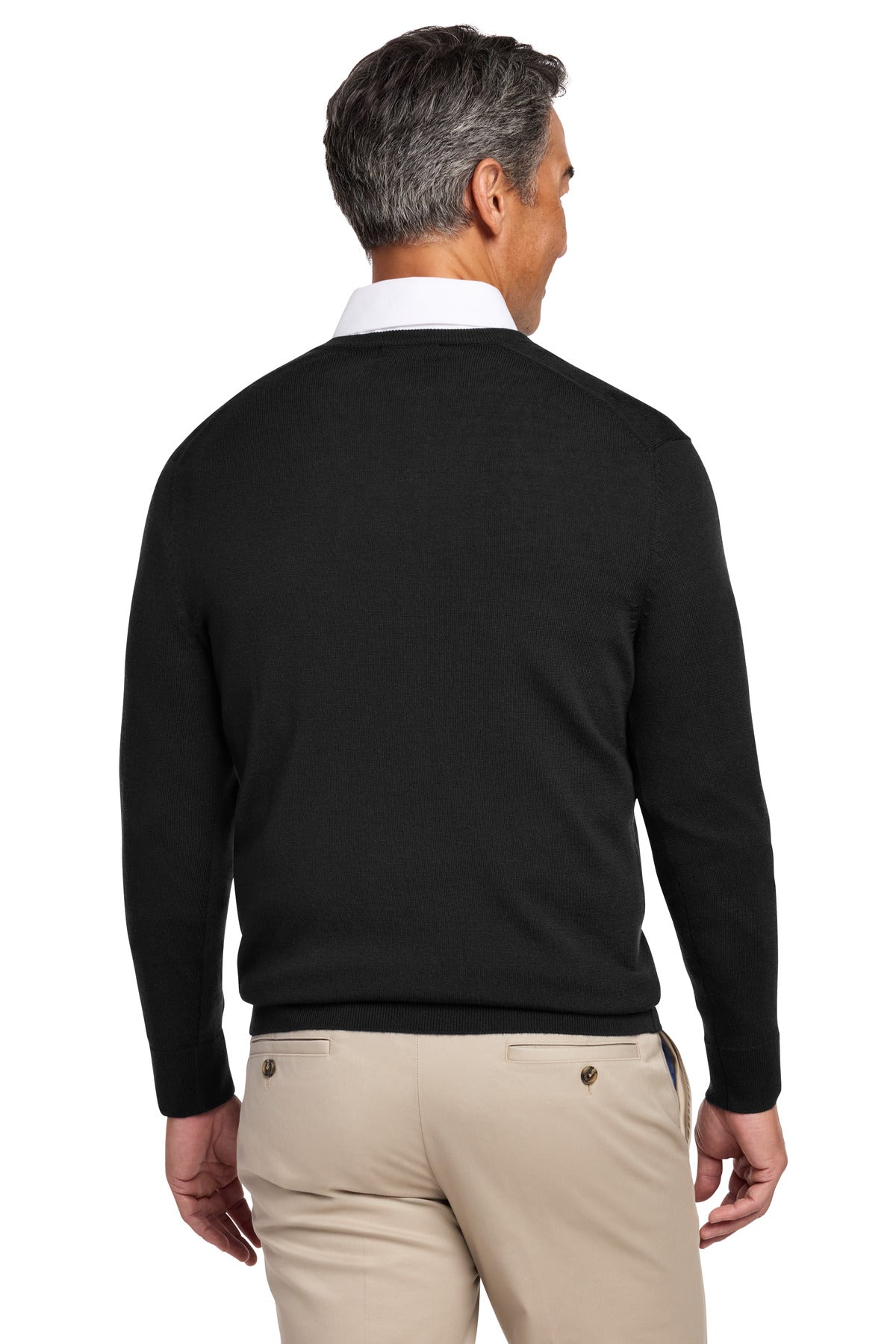 Brooks Brothers Washable Merino V-Neck Sweater - Deep Black