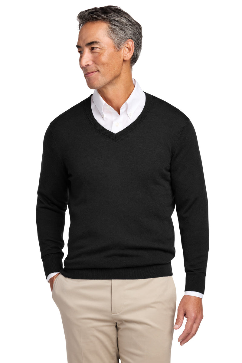 Brooks Brothers Washable Merino V-Neck Sweater - Deep Black
