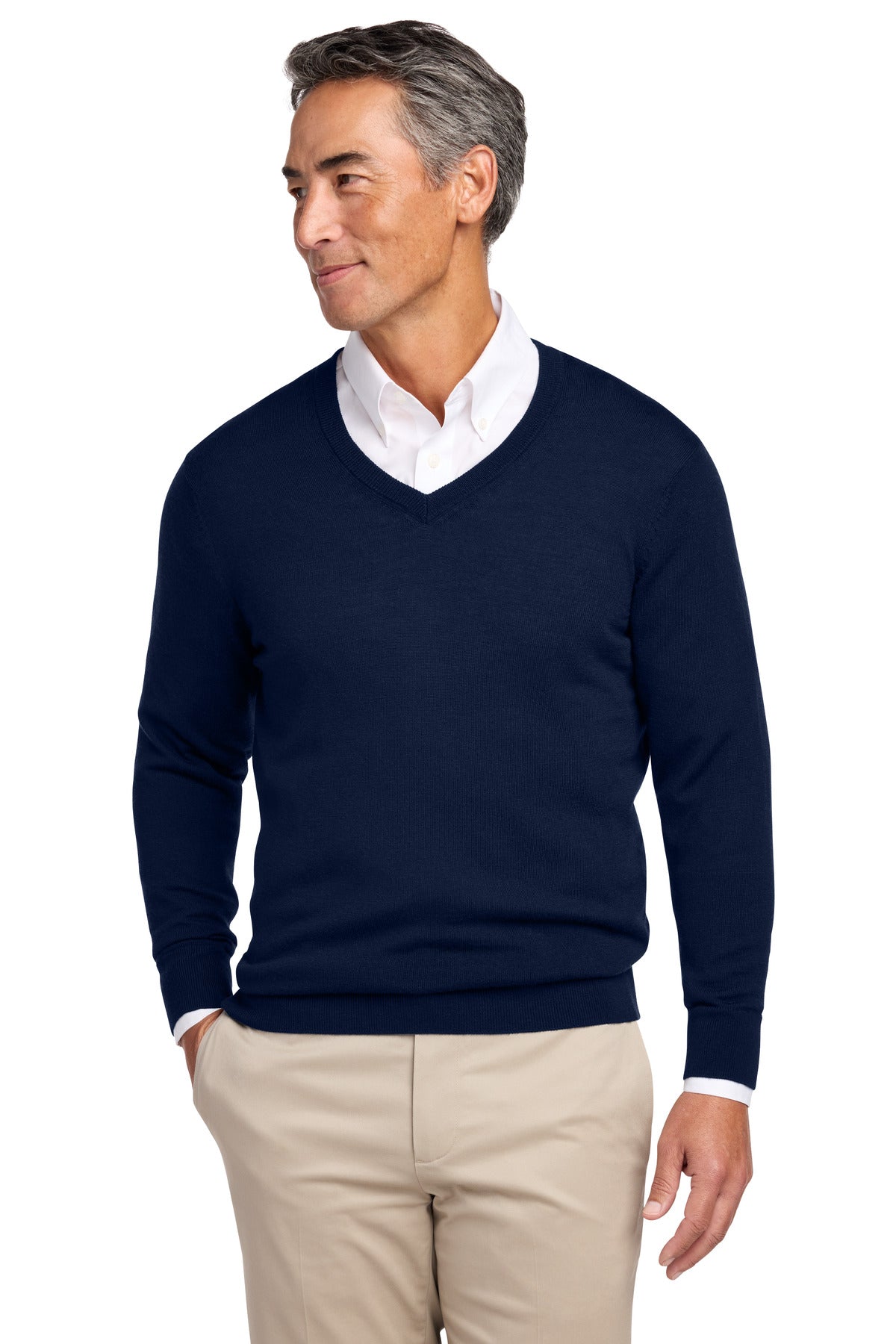 Brooks Brothers Washable Merino V-Neck Sweater - Navy Blazer