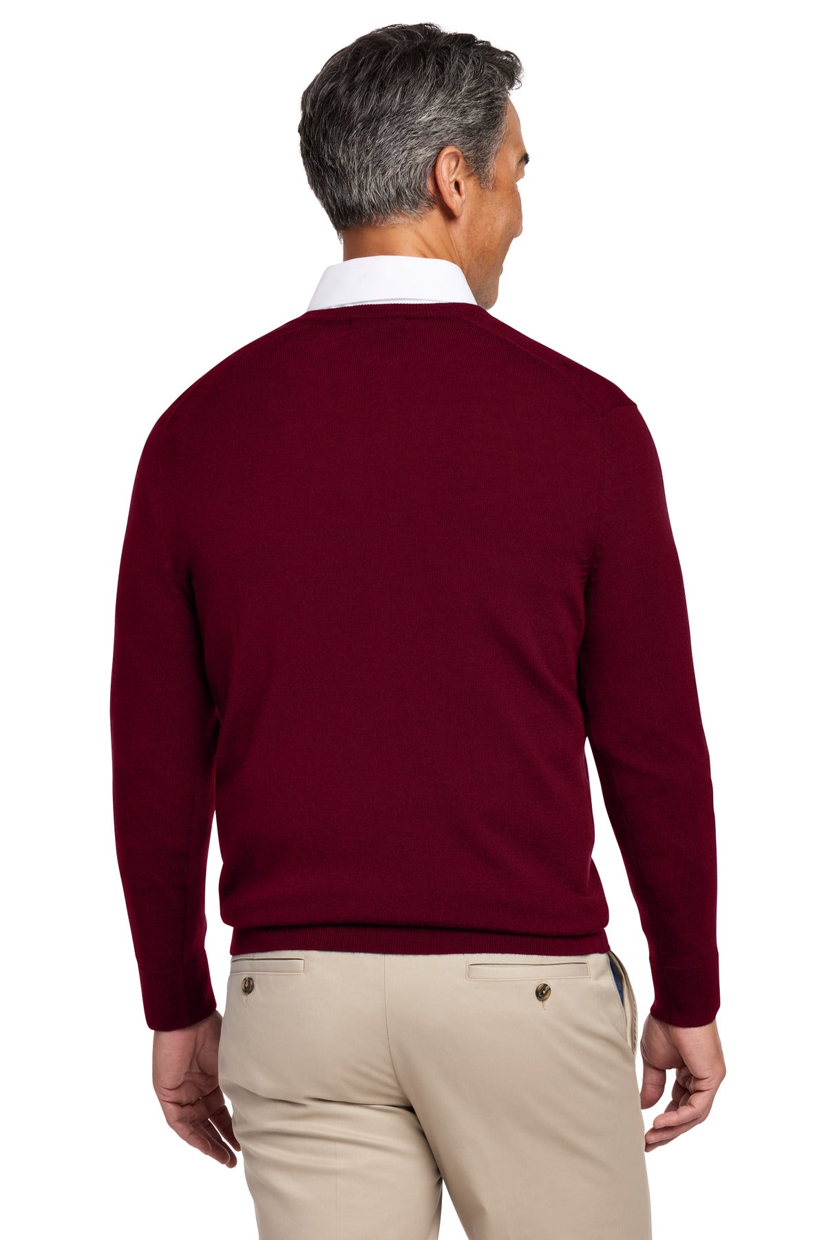 Brooks Brothers Washable Merino V-Neck Sweater - Vintage Port