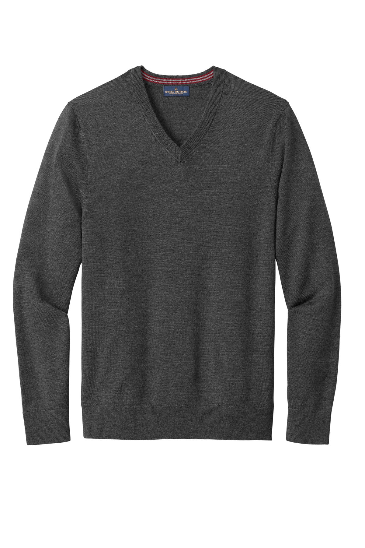 Brooks Brothers Washable Merino V-Neck Sweater - Windsor Grey Heather
