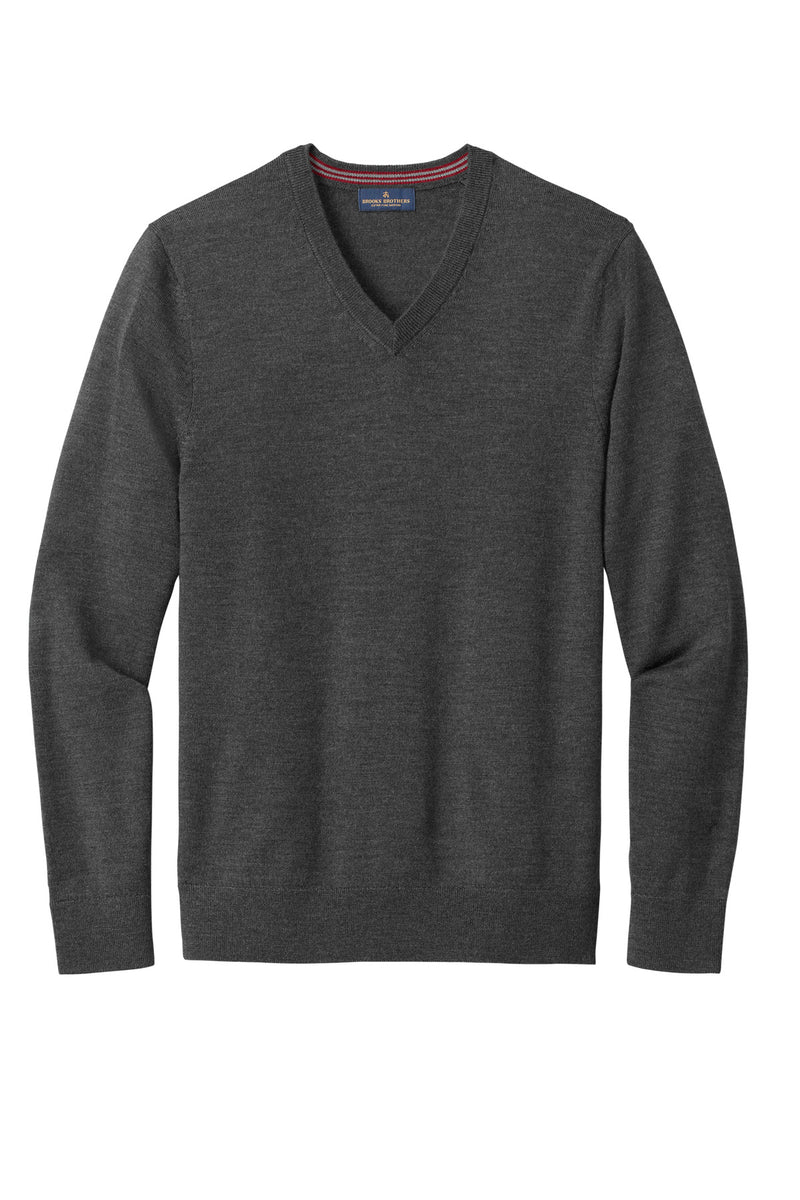 Brooks Brothers Washable Merino V-Neck Sweater - Windsor Grey Heather
