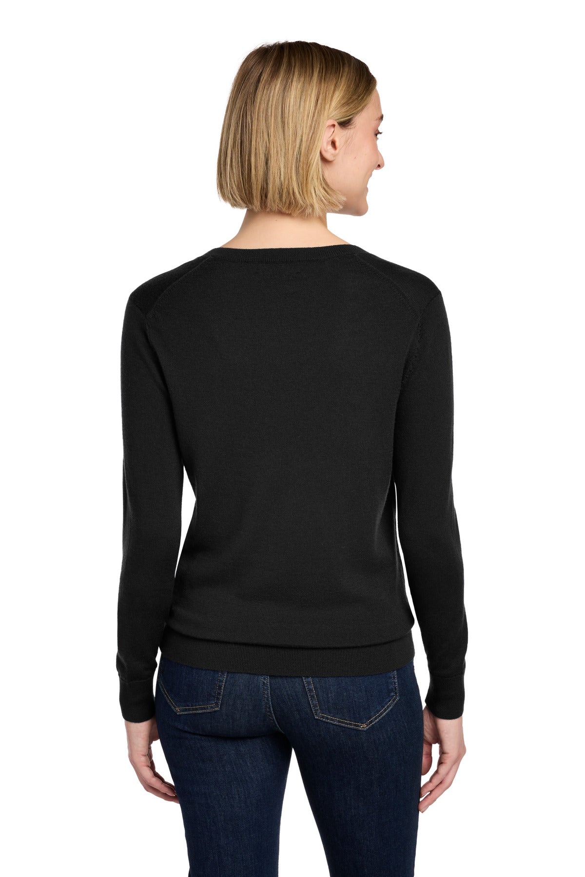 Brooks Brothers Women's Washable Merino V-Neck Sweater - Deep Black