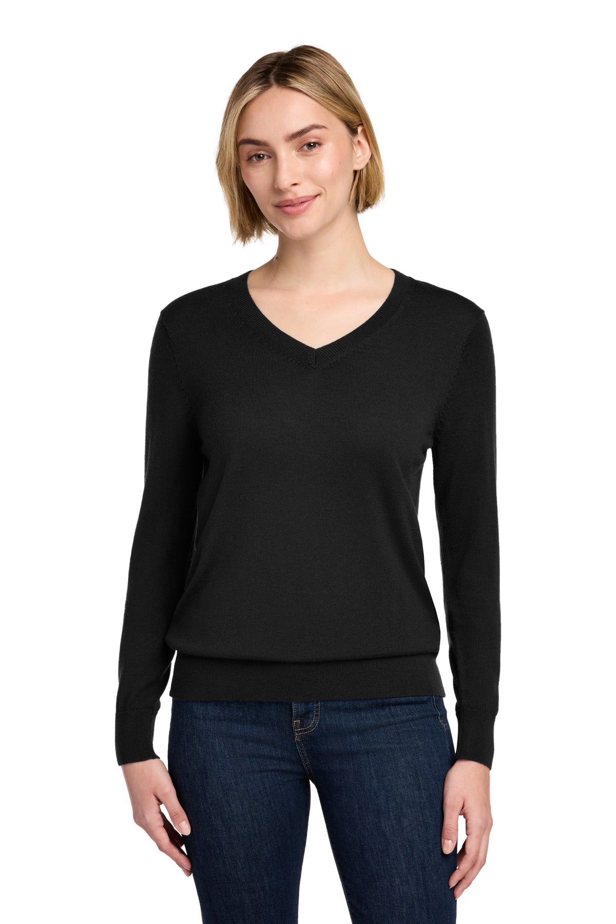 Brooks Brothers Women's Washable Merino V-Neck Sweater - Deep Black