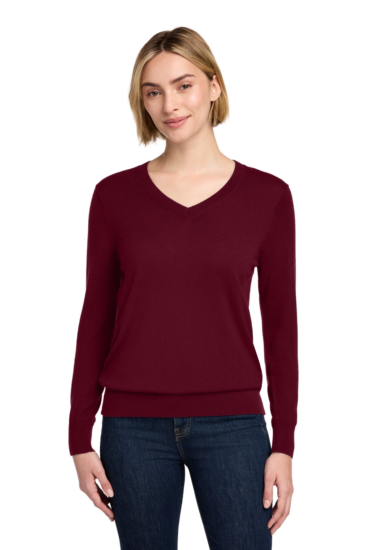 Brooks Brothers Women's Washable Merino V-Neck Sweater - Vintage Port