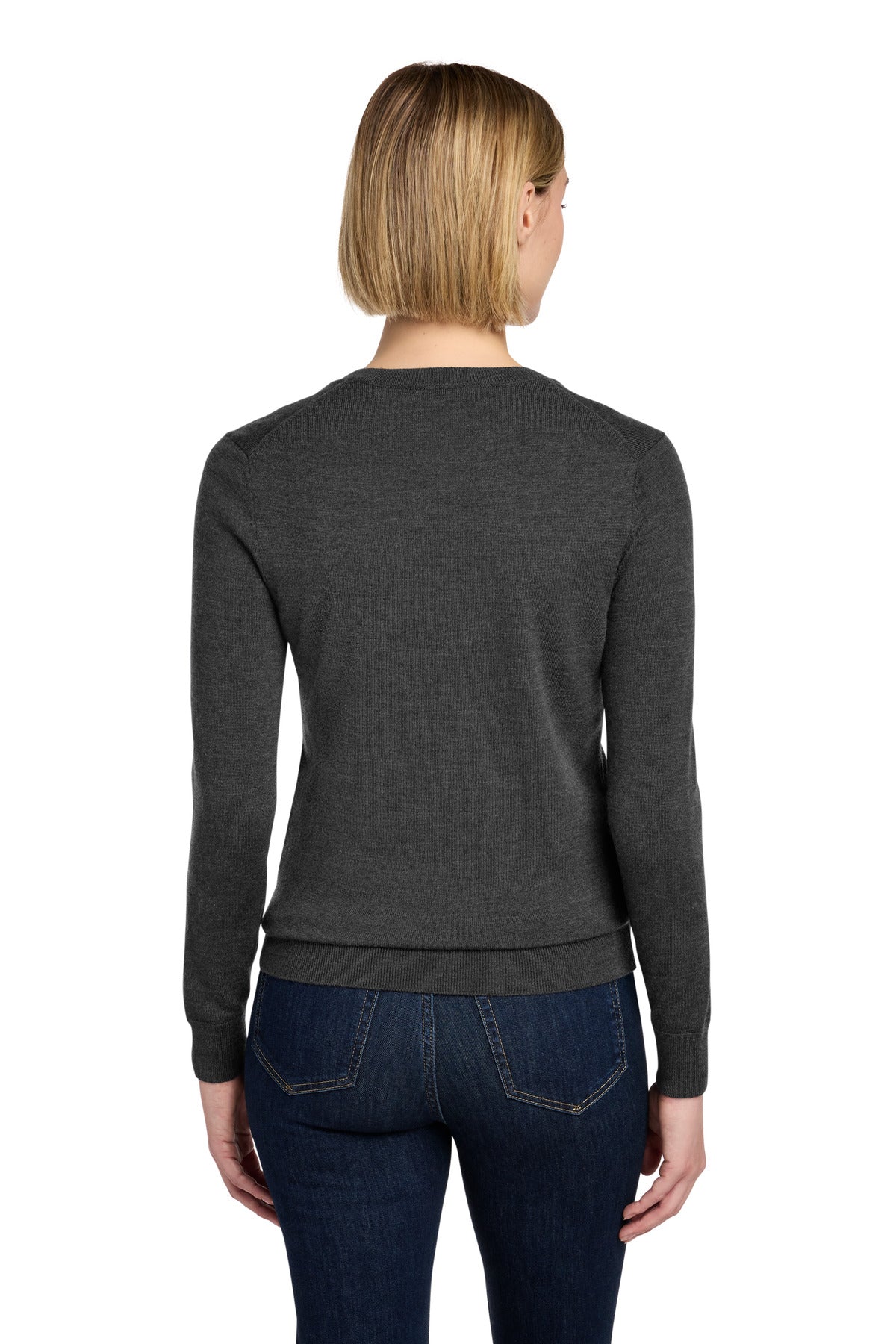 Brooks Brothers Women's Washable Merino V-Neck Sweater - Windsor Grey Heather