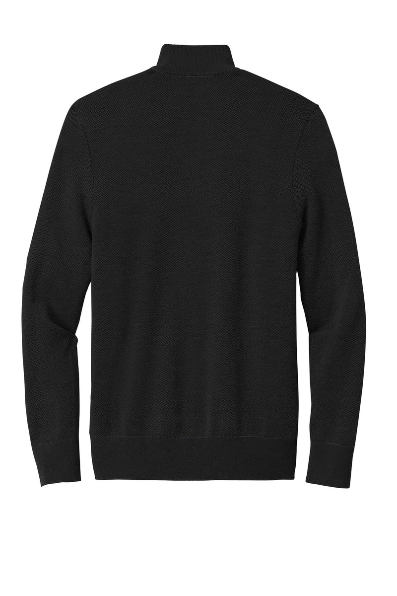 Brooks Brothers Washable Merino Birdseye 1/4-Zip Sweater - Deep Black