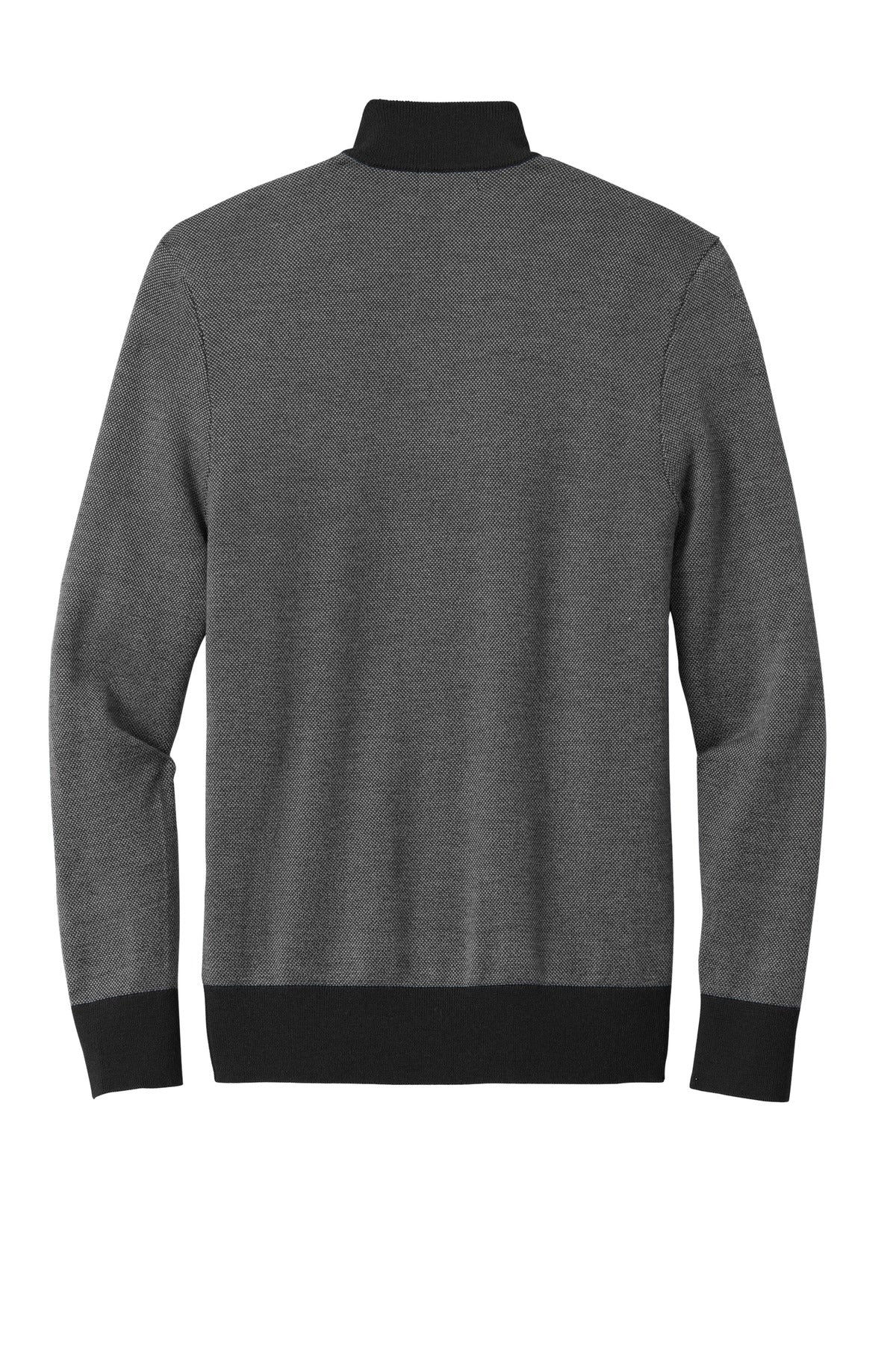 Brooks Brothers Washable Merino Birdseye 1/4-Zip Sweater - Deep Black/ Shadow Grey