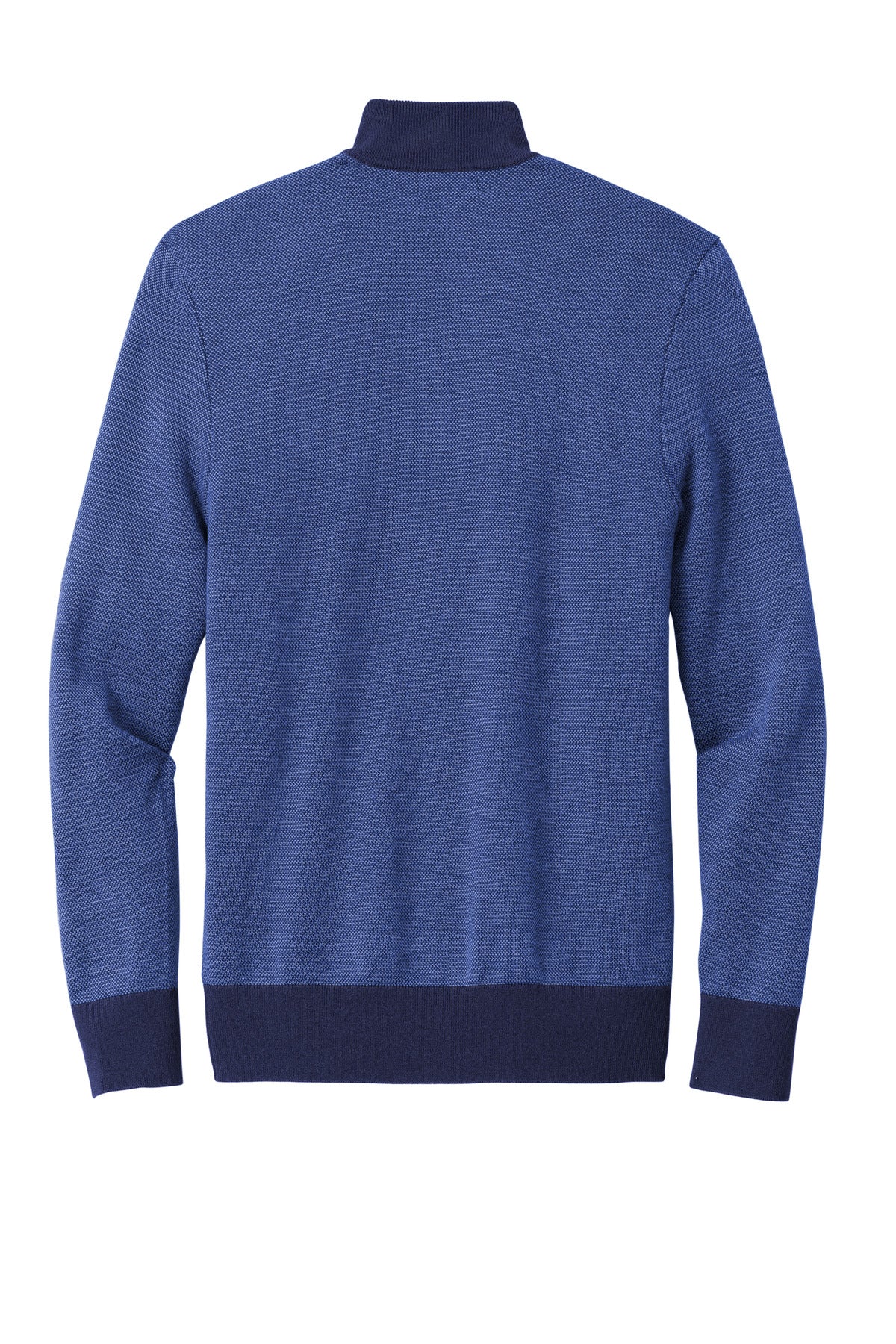 Brooks Brothers Washable Merino Birdseye 1/4-Zip Sweater - Navy/ Compass Blue