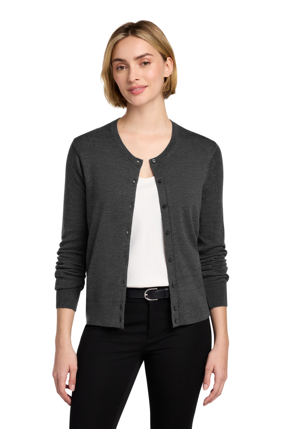 Brooks Brothers Women's Washable Merino Cardigan Sweater - Windsor Grey Heather