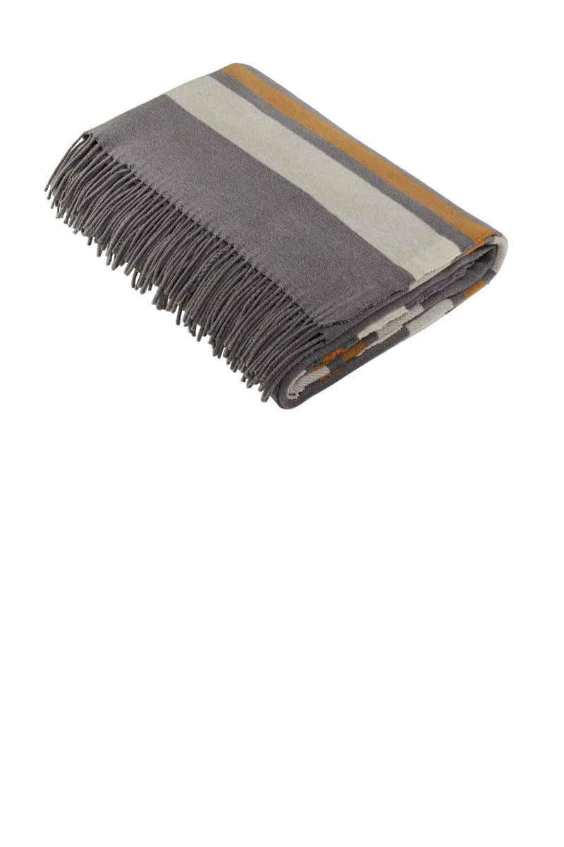 Brooks Brothers Heritage Blanket - Shadow Grey/ Marshmallow/ Tan