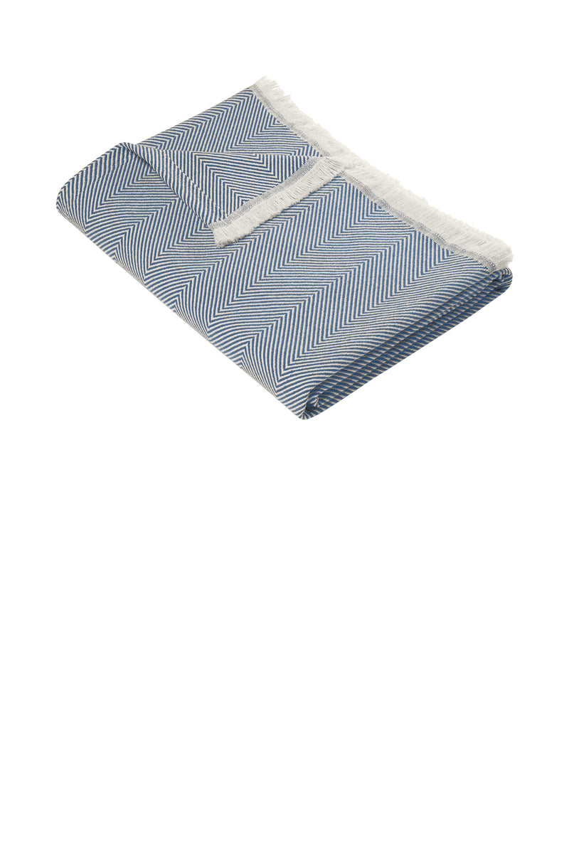 Brooks Brothers Coastal Throw - Compass Blue/ Parchment