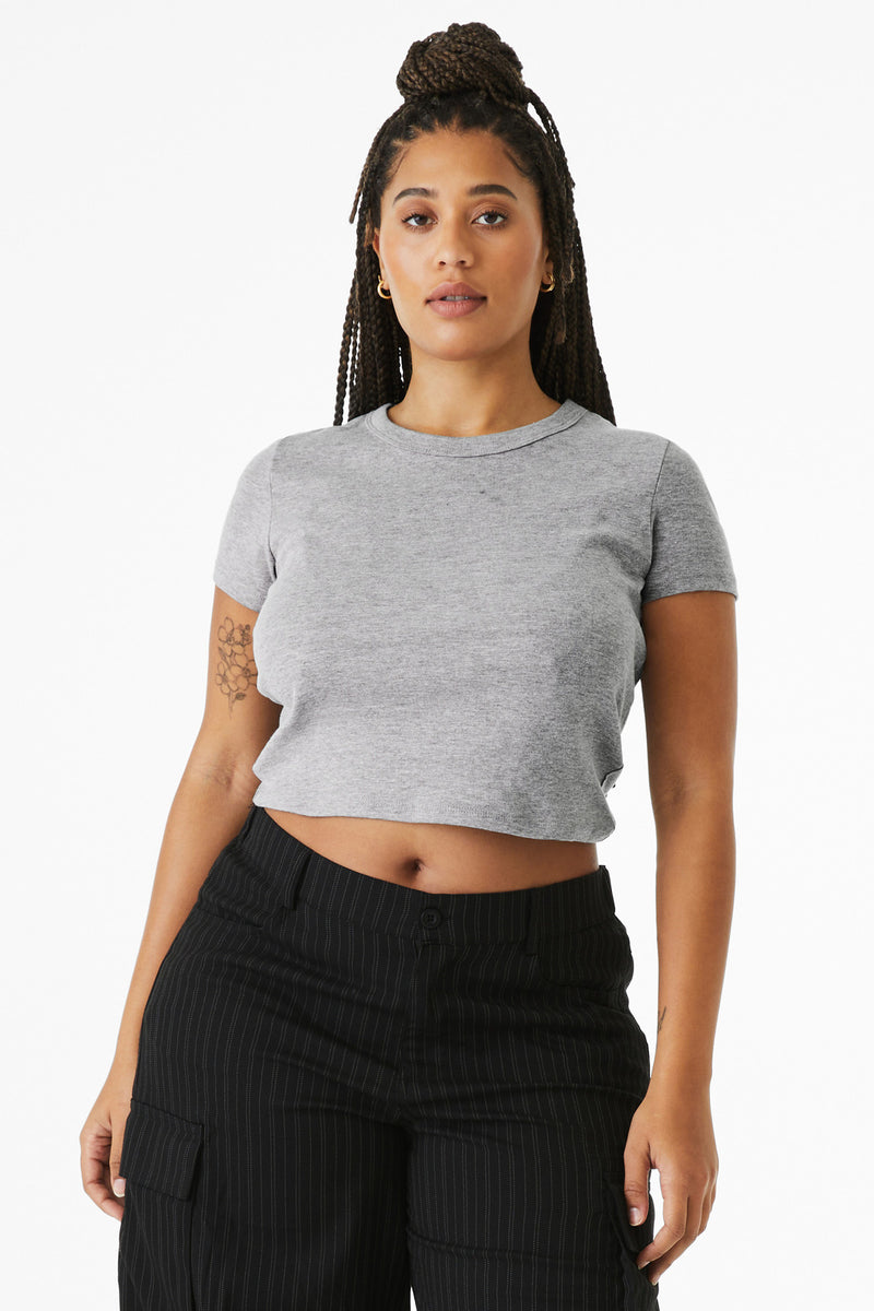 BELLA+CANVAS Women's Micro Rib Baby Tee - Athletic Heather